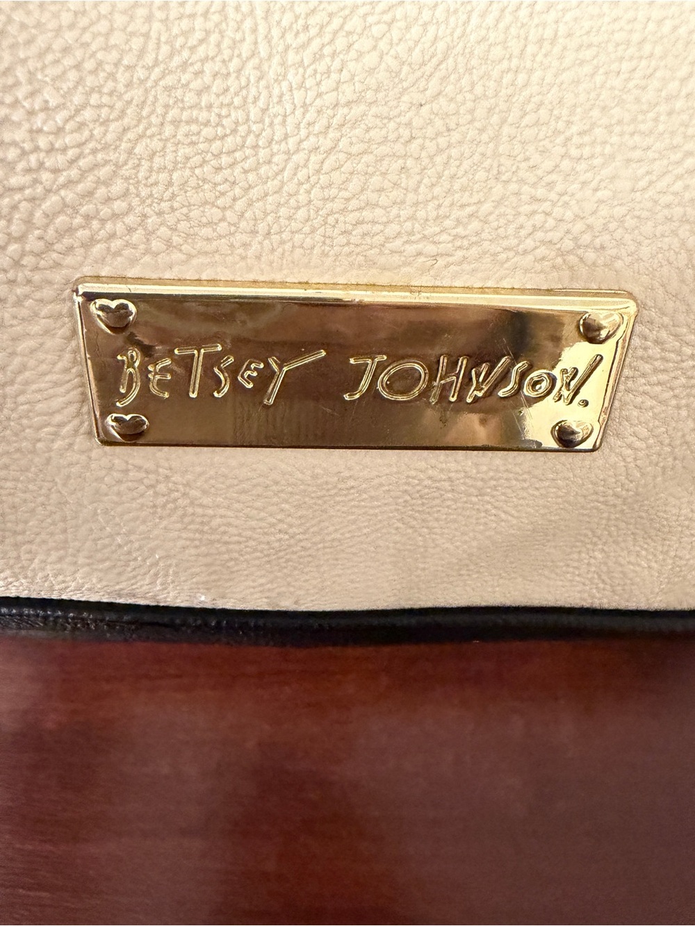 Betsey Johnson Ivory Satchel Bag All Over Bows Black Bow Accent - Picture 10 of 10